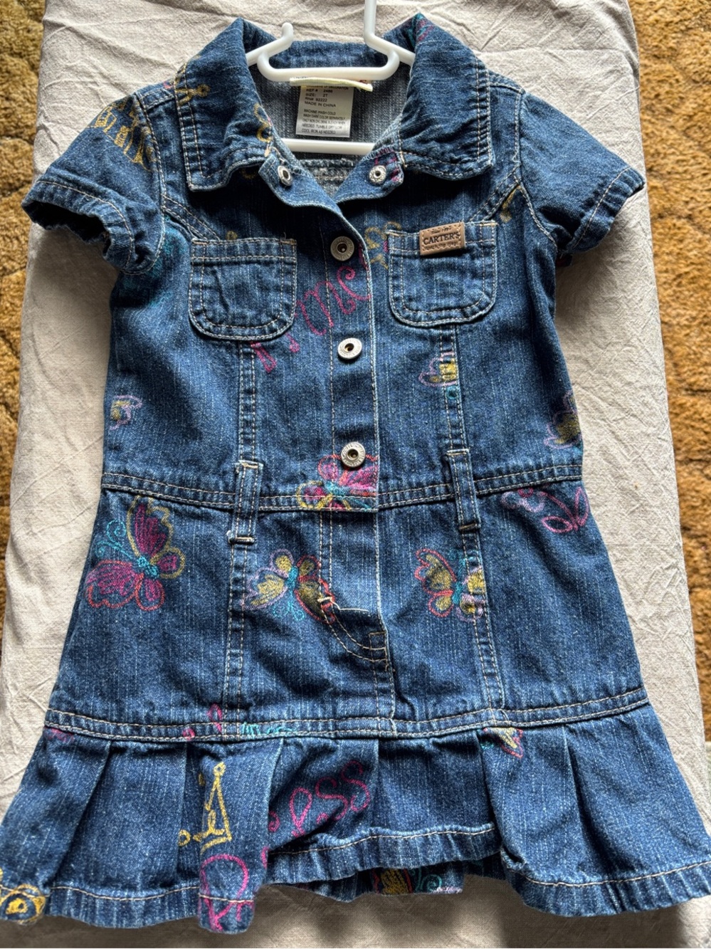 Carter's Blue Denim Dress with Multicolor Butterfly Accents